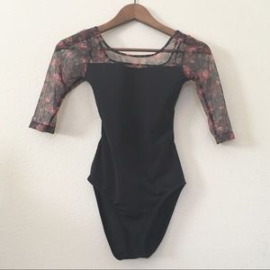 Audition Dancewear Floral Half Sleeve Leotard